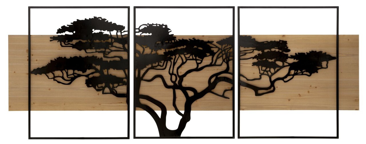 Set 3 decoratiuni de perete, Mauro Ferretti, Lagos, 204x80 cm, fier/MDF, negru, maro - imagine 7
